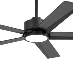 52 inch Ceiling Fans with Lights, 5-Blade Ceiling Fan with Remote Control, Quiet Reversible DC Motor, Timer, 6-Speed, Easy Install, Industrial Ceiling Fan for Porch Living Room