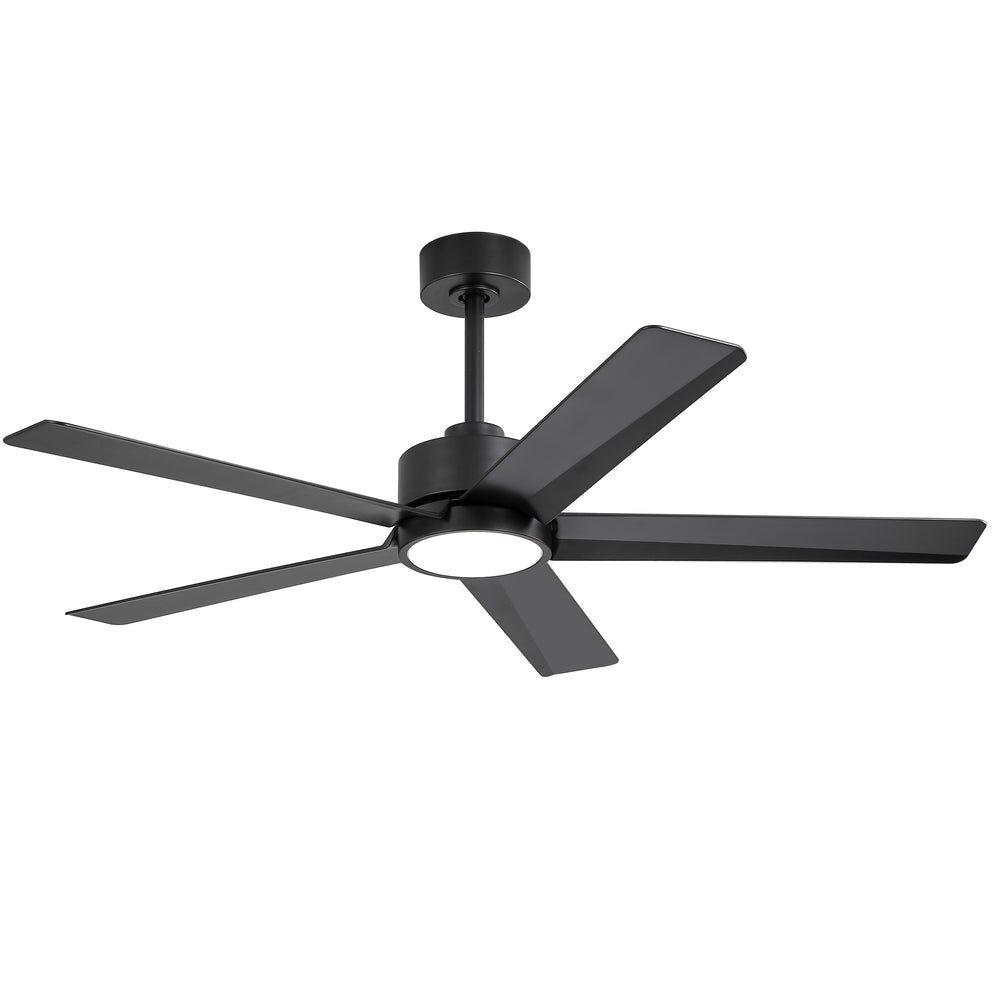 52 inch Ceiling Fans with Lights, 5-Blade Ceiling Fan with Remote Control, Quiet Reversible DC Motor, Timer, 6-Speed, Easy Install, Industrial Ceiling Fan for Porch Living Room