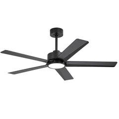 52 inch Ceiling Fans with Lights, 5-Blade Ceiling Fan with Remote Control, Quiet Reversible DC Motor, Timer, 6-Speed, Easy Install, Industrial Ceiling Fan for Porch Living Room