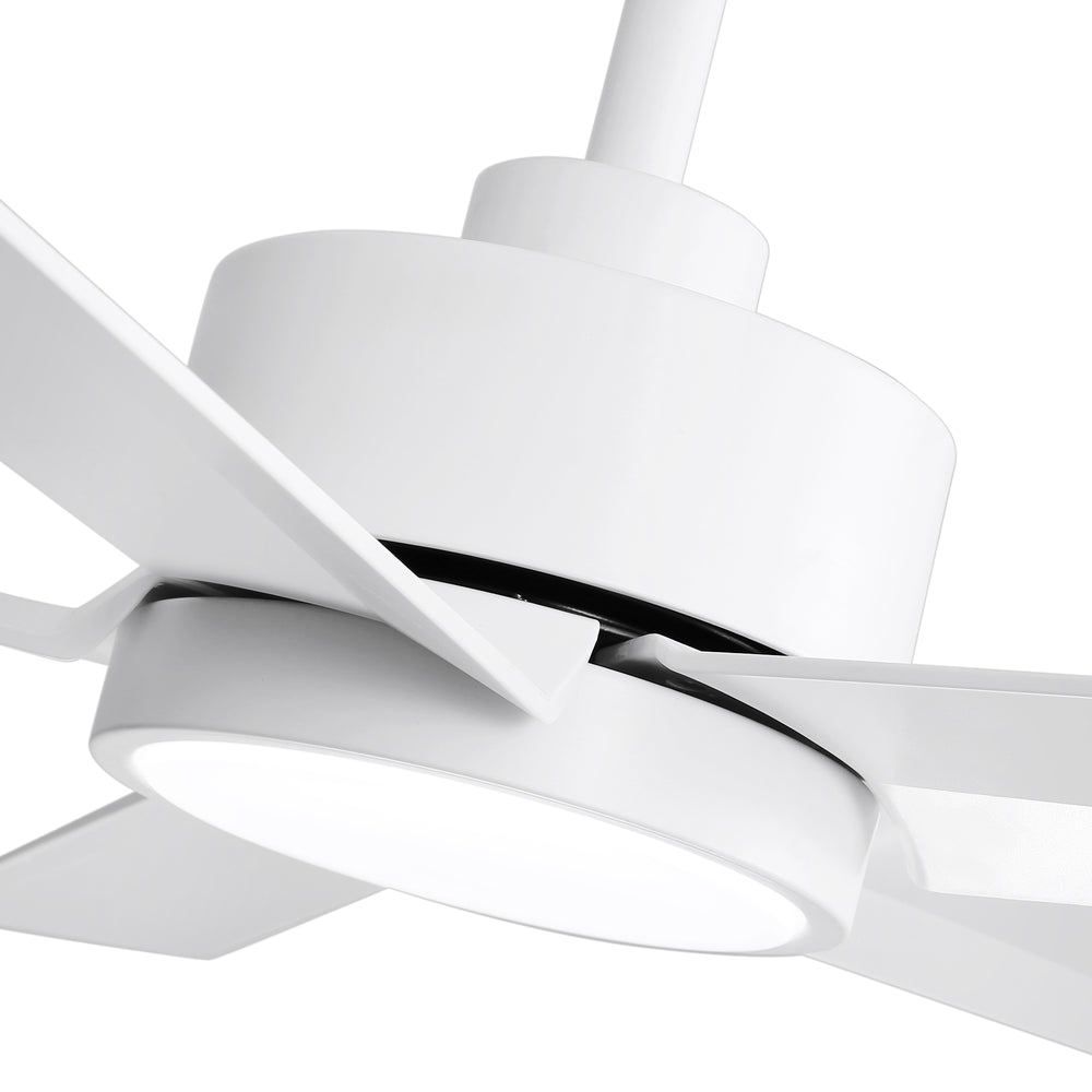 52 inch Ceiling Fans with Lights, 5-Blade Ceiling Fan with Remote Control, Quiet Reversible DC Motor, Timer, 6-Speed, Easy Install, Industrial Ceiling Fan for Porch Living Room