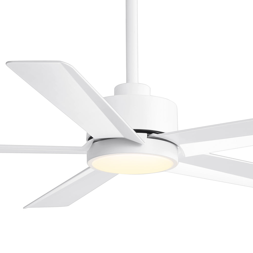 52 inch Ceiling Fans with Lights, 5-Blade Ceiling Fan with Remote Control, Quiet Reversible DC Motor, Timer, 6-Speed, Easy Install, Industrial Ceiling Fan for Porch Living Room