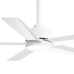 52 inch Ceiling Fans with Lights, 5-Blade Ceiling Fan with Remote Control, Quiet Reversible DC Motor, Timer, 6-Speed, Easy Install, Industrial Ceiling Fan for Porch Living Room