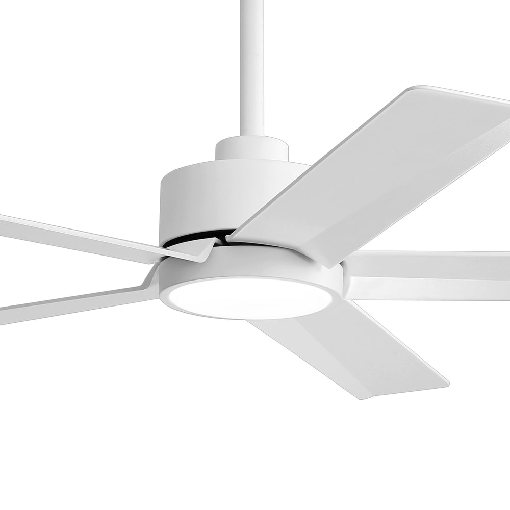 52 inch Ceiling Fans with Lights, 5-Blade Ceiling Fan with Remote Control, Quiet Reversible DC Motor, Timer, 6-Speed, Easy Install, Industrial Ceiling Fan for Porch Living Room