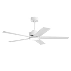 52 inch Ceiling Fans with Lights, 5-Blade Ceiling Fan with Remote Control, Quiet Reversible DC Motor, Timer, 6-Speed, Easy Install, Industrial Ceiling Fan for Porch Living Room
