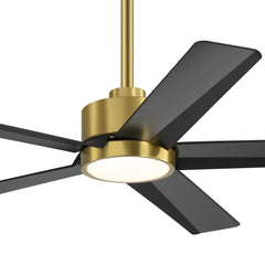 52 inch Ceiling Fans with Lights, 5-Blade Ceiling Fan with Remote Control, Quiet Reversible DC Motor, Timer, 6-Speed, Easy Install, Industrial Ceiling Fan for Porch Living Room