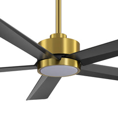 52 inch Ceiling Fans with Lights, 5-Blade Ceiling Fan with Remote Control, Quiet Reversible DC Motor, Timer, 6-Speed, Easy Install, Industrial Ceiling Fan for Porch Living Room