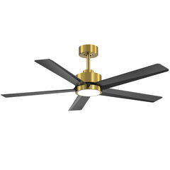 52 inch Ceiling Fans with Lights, 5-Blade Ceiling Fan with Remote Control, Quiet Reversible DC Motor, Timer, 6-Speed, Easy Install, Industrial Ceiling Fan for Porch Living Room