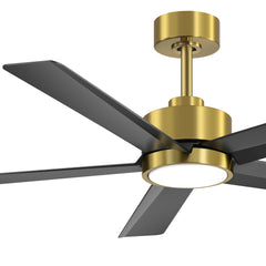 52 inch Ceiling Fans with Lights, 5-Blade Ceiling Fan with Remote Control, Quiet Reversible DC Motor, Timer, 6-Speed, Easy Install, Industrial Ceiling Fan for Porch Living Room