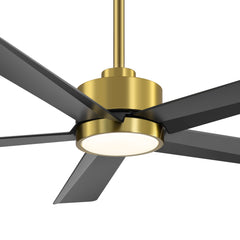 52 inch Ceiling Fans with Lights, 5-Blade Ceiling Fan with Remote Control, Quiet Reversible DC Motor, Timer, 6-Speed, Easy Install, Industrial Ceiling Fan for Porch Living Room