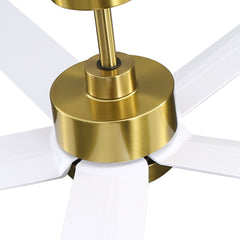 52 inch Ceiling Fans with Lights, 5-Blade Ceiling Fan with Remote Control, Quiet Reversible DC Motor, Timer, 6-Speed, Easy Install, Industrial Ceiling Fan for Porch Living Room