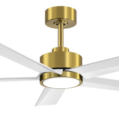 52 inch Ceiling Fans with Lights, 5-Blade Ceiling Fan with Remote Control, Quiet Reversible DC Motor, Timer, 6-Speed, Easy Install, Industrial Ceiling Fan for Porch Living Room