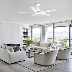 52 inch Ceiling Fans with Lights, 5-Blade Ceiling Fan with Remote Control, Quiet Reversible DC Motor, Timer, 6-Speed, Easy Install, Industrial Ceiling Fan for Porch Living Room