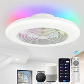 19-in Low Profile Ceiling Fan with Light, RGB Dimmable LED Enclosed Ceiling Fans with Remote