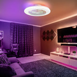 Ostis 19-Inch Smart White Low Profile Ceiling Fan With RGB Light