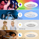 Ostis 19-Inch Smart White Low Profile Ceiling Fan With RGB Light