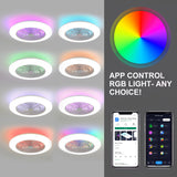 Ostis 19-Inch Smart White Low Profile Ceiling Fan With RGB Light