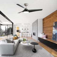 52-Inch Ceiling Fans with Led Lights Remote Control, 3-Blade, Reversible DC Motor, 6-Speed, Timer, Modern Indoor Ceiling Fan with Light for Bedroom Kitchen Office