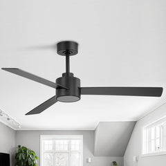 52-inch 3-Blade Ceiling Fan with Remote without Light, 5" and 10" Downrods Included