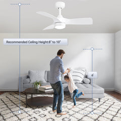32-inch LED Ceiling Fan with Light Kit and Remote(3-Blade)
