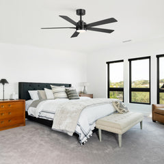 Ceiling Fans with Lights and Remote, 52 Inch Industrial Ceiling Fan with Reversible DC Motor, 6-Speed, 3 Color Light, Downrod Mount LED Ceiling Light Chandelier for Bedroom