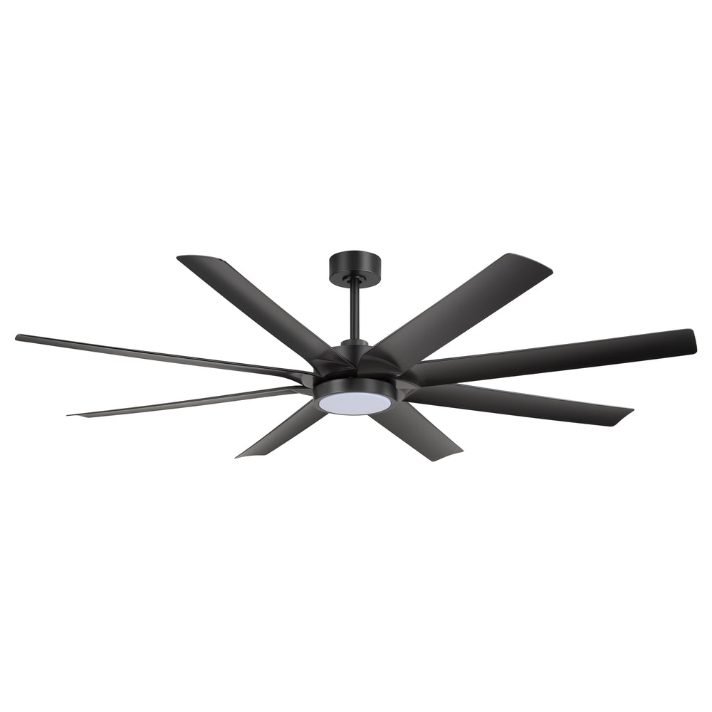 Rowora 72 inch black 8 blade ceiling fan with light