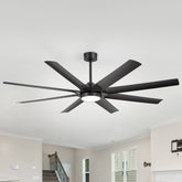 72-in 8-Blade Integrated LED Ceiling Fan with Light and Remot,6“ and 12” Downrods Included