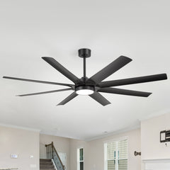 72-in 8-Blade Integrated LED Ceiling Fan with Light and Remot,6“ and 12” Downrods Included