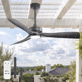 52-in 3-Blade Waterproof Outdoor Ceiling Fan with Dimmable LED Light Remote,5" and 10" Downrod Included