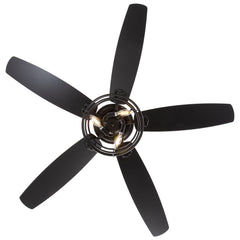 52-inch Industrial 5-Blade Black Ceiling Fan with Light Kit, Remote Control, Reversible Wood Blades, 6-Speed DC Motor, 5" & 10" Downrod