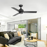 Vesora 52" 3-Blade Ceiling Fan Without Light & Pull Chain