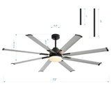 Large 72in Integrated LED Indoor Gold Ceiling Fan with Light and Remote Control Included