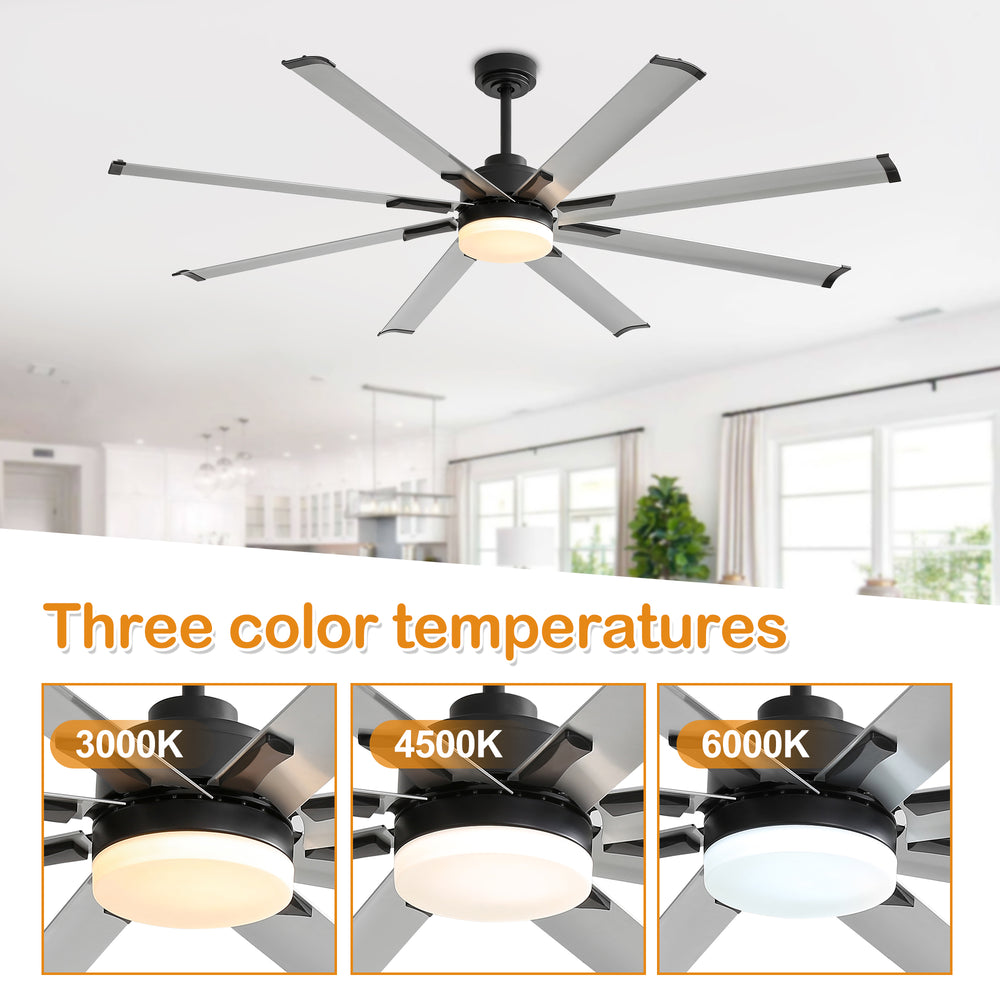 Large 72in Integrated LED Indoor Gold Ceiling Fan with Light and Remote Control Included