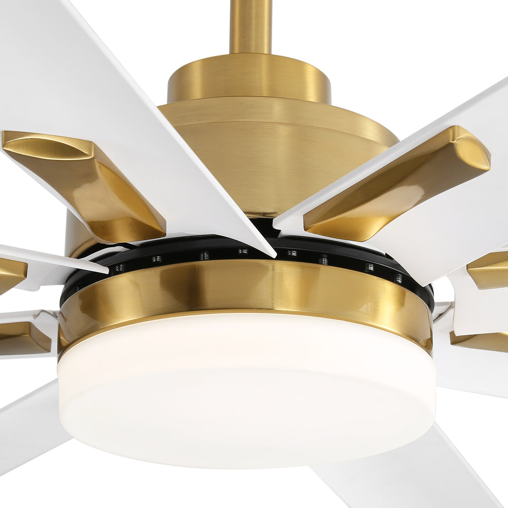 Large 72in Integrated LED Indoor Gold Ceiling Fan with Light and Remote Control Included