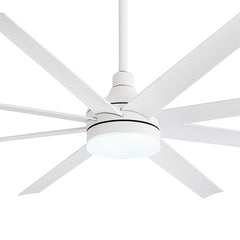 72-Inch Industrial Ceiling Fan with Lights and Remote, 8 ABS Blades, Quiet Reversible DC Motor, 6-Speed, Timer Function, 3 Color LED Light Chandelier