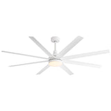 White 72-inch AeroSpan Lux 8-blade ceiling fan with warm white LED light on a clean white background