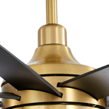 Detailed view of the AeroSpan Lux gold motor housing and black blade connections with a brushed metal finish