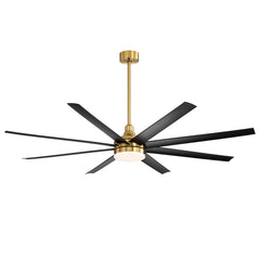 72-Inch Industrial Ceiling Fan with Lights and Remote, 8 ABS Blades, Quiet Reversible DC Motor, 6-Speed, Timer Function, 3 Color LED Light Chandelier