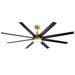 72-Inch Industrial Ceiling Fan with Lights and Remote, 8 ABS Blades, Quiet Reversible DC Motor, 6-Speed, Timer Function, 3 Color LED Light Chandelier