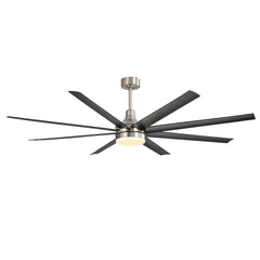 72-Inch Industrial Ceiling Fan with Lights and Remote, 8 ABS Blades, Quiet Reversible DC Motor, 6-Speed, Timer Function, 3 Color LED Light Chandelier