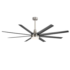72-Inch Industrial Ceiling Fan with Lights and Remote, 8 ABS Blades, Quiet Reversible DC Motor, 6-Speed, Timer Function, 3 Color LED Light Chandelier