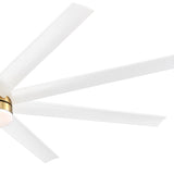 Close-up of the AeroSpan Lux white fan blades highlighting their wide profile and clean modern design