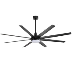 72-Inch Industrial Ceiling Fan with Lights and Remote, 8 ABS Blades, Quiet Reversible DC Motor, 6-Speed, Timer Function, 3 Color LED Light Chandelier