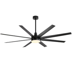 72-Inch Industrial Ceiling Fan with Lights and Remote, 8 ABS Blades, Quiet Reversible DC Motor, 6-Speed, Timer Function, 3 Color LED Light Chandelier