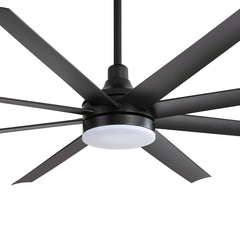 72-Inch Industrial Ceiling Fan with Lights and Remote, 8 ABS Blades, Quiet Reversible DC Motor, 6-Speed, Timer Function, 3 Color LED Light Chandelier