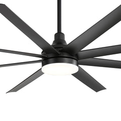 72-Inch Industrial Ceiling Fan with Lights and Remote, 8 ABS Blades, Quiet Reversible DC Motor, 6-Speed, Timer Function, 3 Color LED Light Chandelier