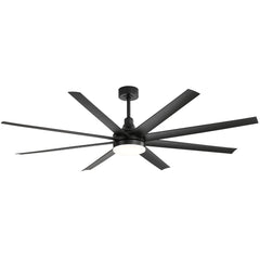 72-Inch Industrial Ceiling Fan with Lights and Remote, 8 ABS Blades, Quiet Reversible DC Motor, 6-Speed, Timer Function, 3 Color LED Light Chandelier