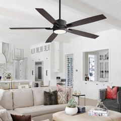 65 in. Integrated LED Indoor Black Ceiling Fans with Light and Remote Control