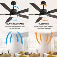 65 in. Integrated LED Indoor Black Ceiling Fans with Light and Remote Control