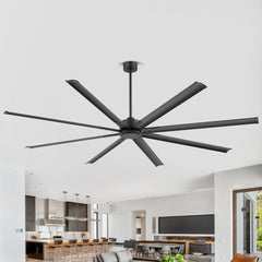 ALKAFY 96-inch Industrial Ceiling Fan with Remote Control, 8 Aluminum Blades, 13600 CFM for Warehouse, Living Room