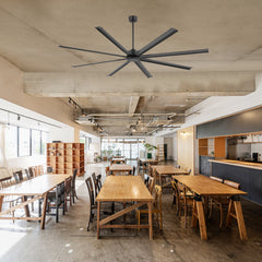 ALKAFY 96-inch Industrial Ceiling Fan with Remote Control, 8 Aluminum Blades, 13600 CFM for Warehouse, Living Room